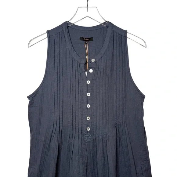 NEW Quince 100% Cotton Gauze Sleeveless Indigo Women’s Swing Mini Dress Sz S - Picture 3 of 15